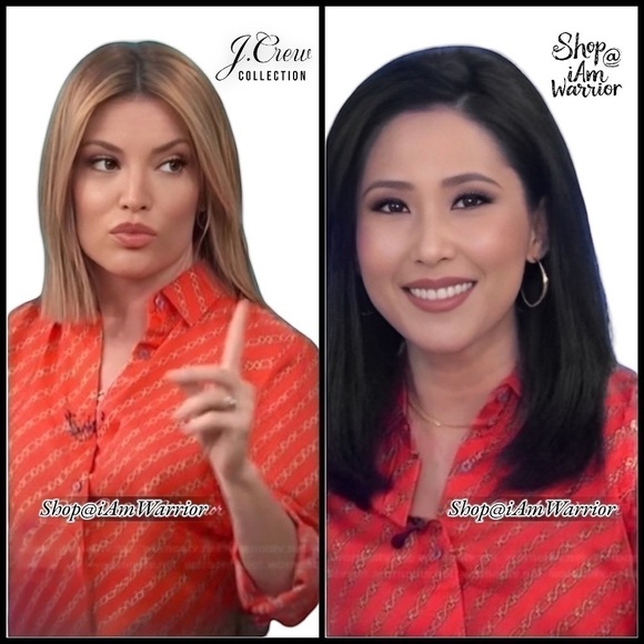 J.Crew Collection NWOT sunset silk chain print blouse + crop pant set - Picture 4 of 15